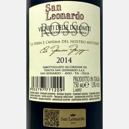 San Leonardo Rosso Vigneti delle Dolomiti IGT 2014 - San Leonardo