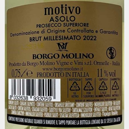 Prosecco Asolo Superiore Motivo Brut Millesimanto DOCG 2022 - Borgo Molino